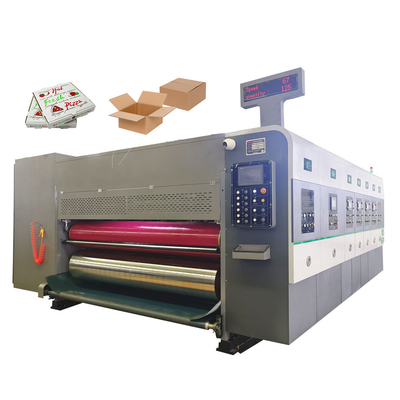 Volledig Geautomatiseerde Flexo Golfkartonnen Doos Drukmachine 4 Kleuren Drukker Sleuvenstansmachine